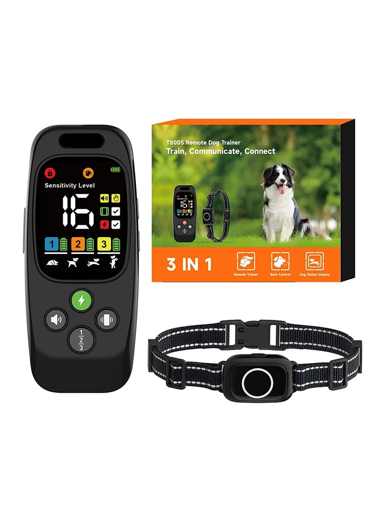 1000M Hundetrainingshalsband mit Fernbedienung, wiederaufladbar, elektrisches Antibellhalsband für Hunde, biphasische Kommunikation zeigt Hundestatus an