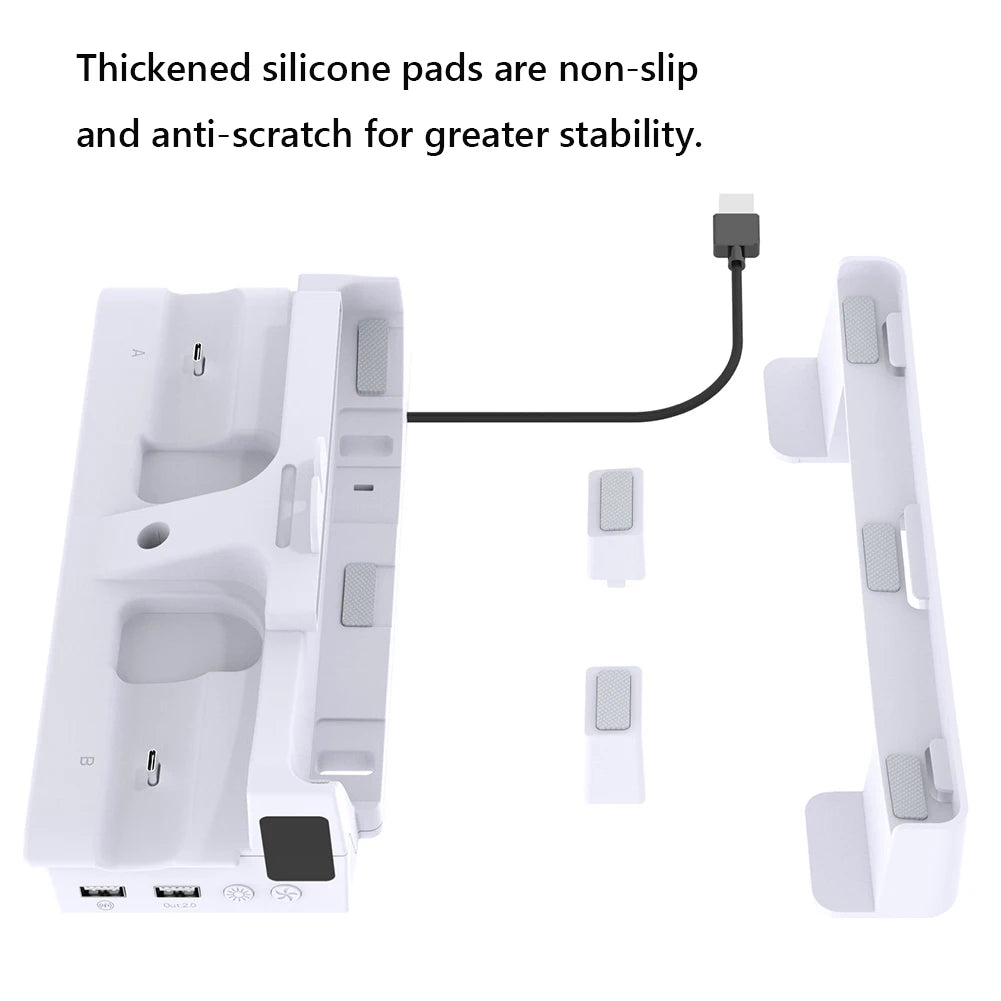 Horizontal Cooling Stand for Playstation 5 Slim Console Holder with Dual Controller Charger Stand Headphone Hanger for PS5 Slim