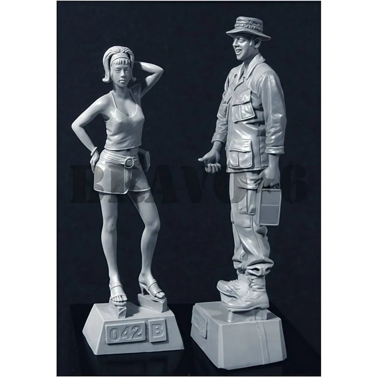 1/35 resin unpainted model set, Vietnam War - American soldiers and Vietnamese girls' unassembled and unpainted GK