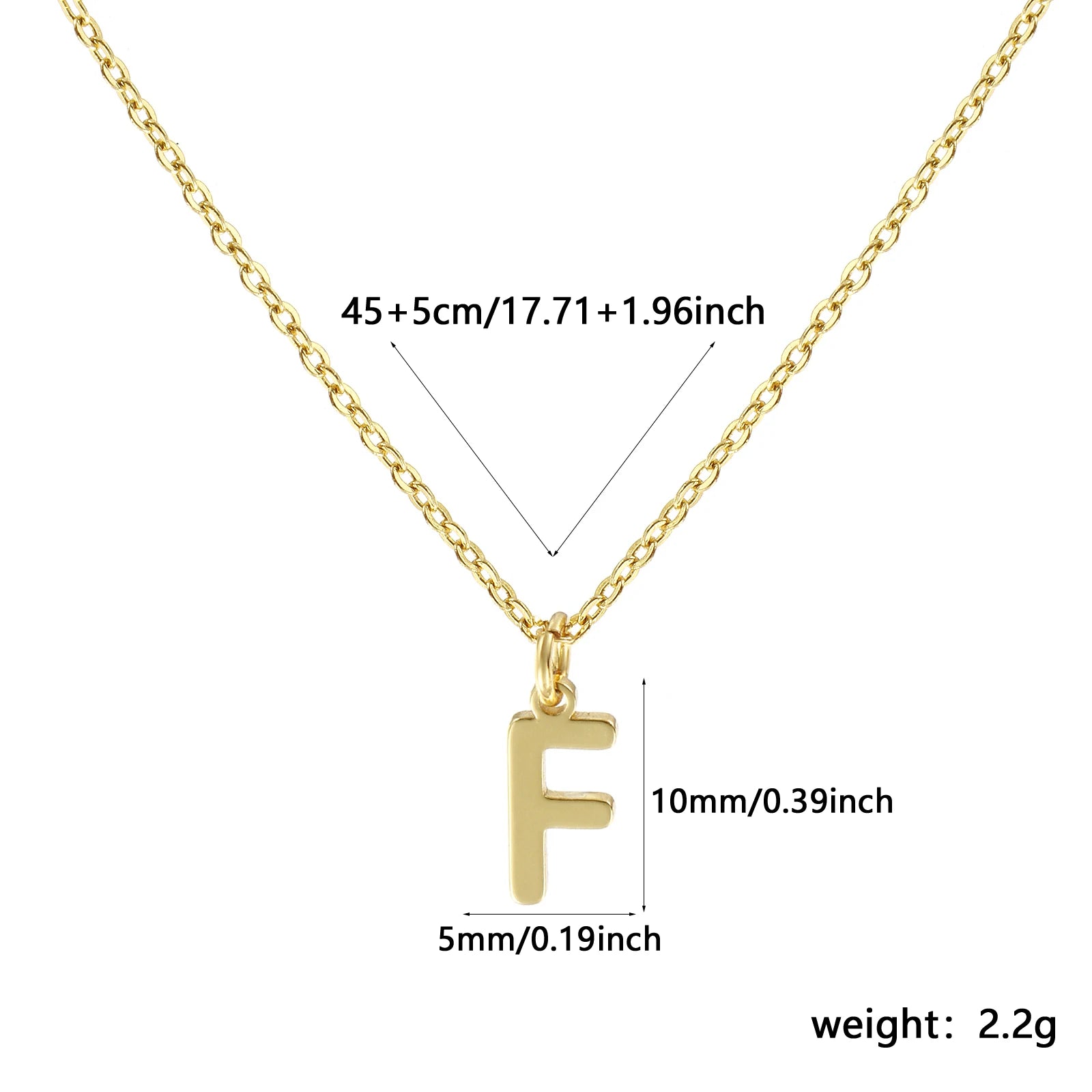 Brass " A-Z " Minimalist Capital Pendant Necklace 18K Real Gold Plated Alphabet Initial Letter Name Jewelry For Women Gift