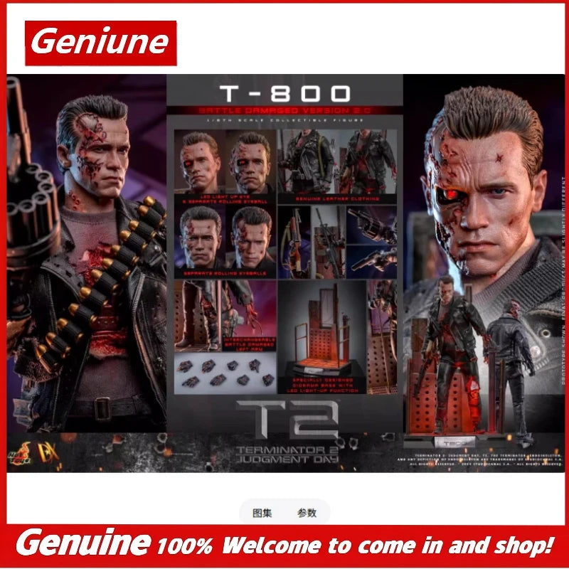 New Genuine Hottoys 1/6 Dx46 T-800 Battle Damaged Version 2.0 Action Figure Terminator 2 Judgment Day Collectible Toy
