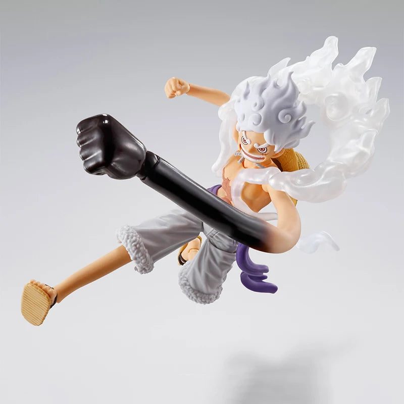 Bandai One Piece Model Kit Genuine SHF Monkey D Luffy Gear5 Future Island Eggheao Anime Action Figure Collection Finished Model