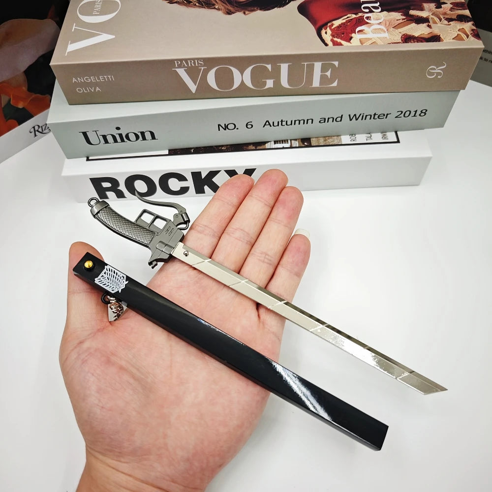 Attack on Titan Anime Peripheral Alloy Pop Up Sword Weapons Model Rust-free Craft Toy Collection Keychain Ornaments Display 22cm