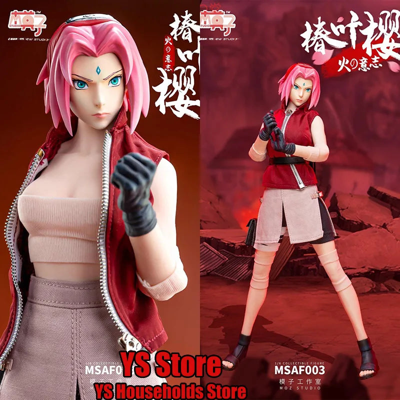 MOZ STUDIO MSAF003 1/6 Haruno Sakura Movable Girl Action Figure Anime Naruto Delicate 12" Full Set Female Soldier Collection