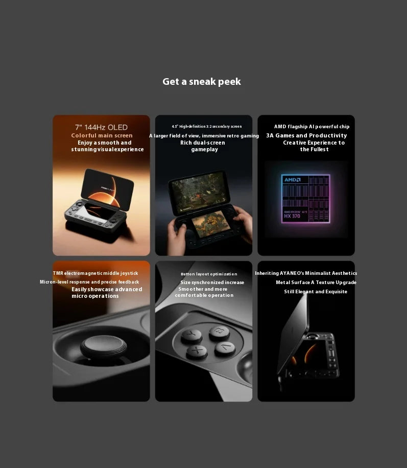 1S DS Flip Game Console 7" 1080P 144Hz OLED Screen Portable Handheld Console HX370 8840U Dual Screens Game Machine