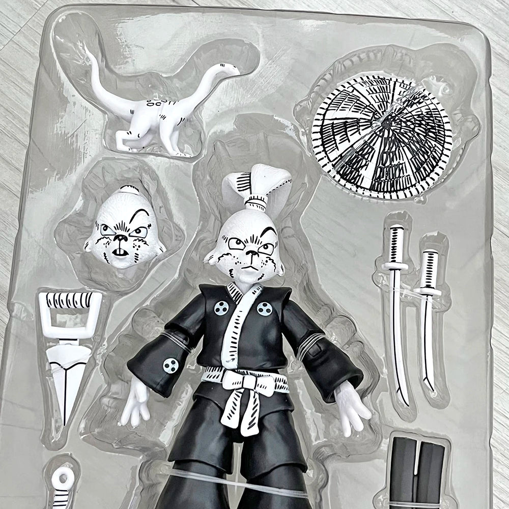 NECA Turtles Rabbit Splinter Master'S Portable Mouse Figure Black and White Usagi Yojimbo Version TMNT Toys Birthday Gifts