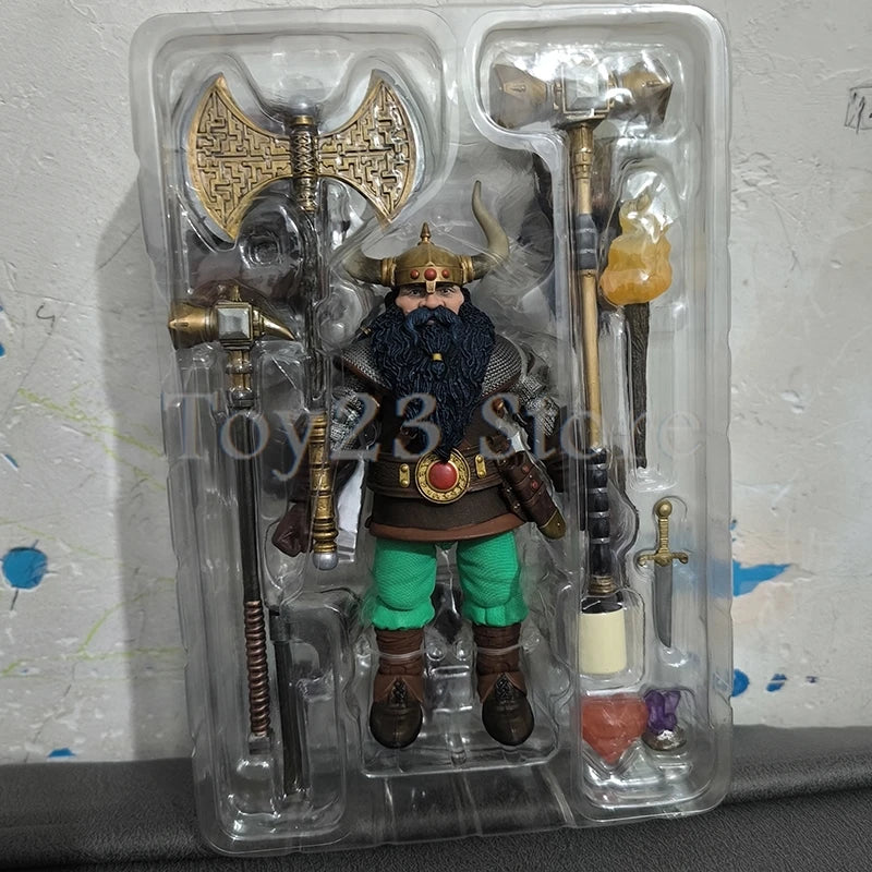 Neca Dragon And Dungeon Anime Figure Dwarf Warrior Elkhorn Action Figures Handheld Model Toy Collectible Christmas Gifts