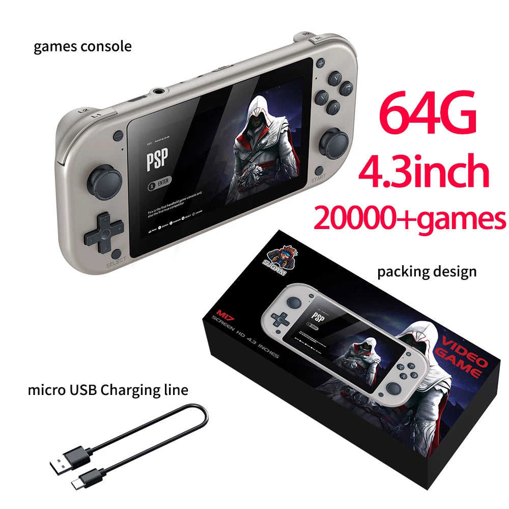 M17 Retro Handheld Video Game Console 4.3inch Screen 64G 128G Open Source Linux System Portable Pocket Video Player 30000+ GAMES