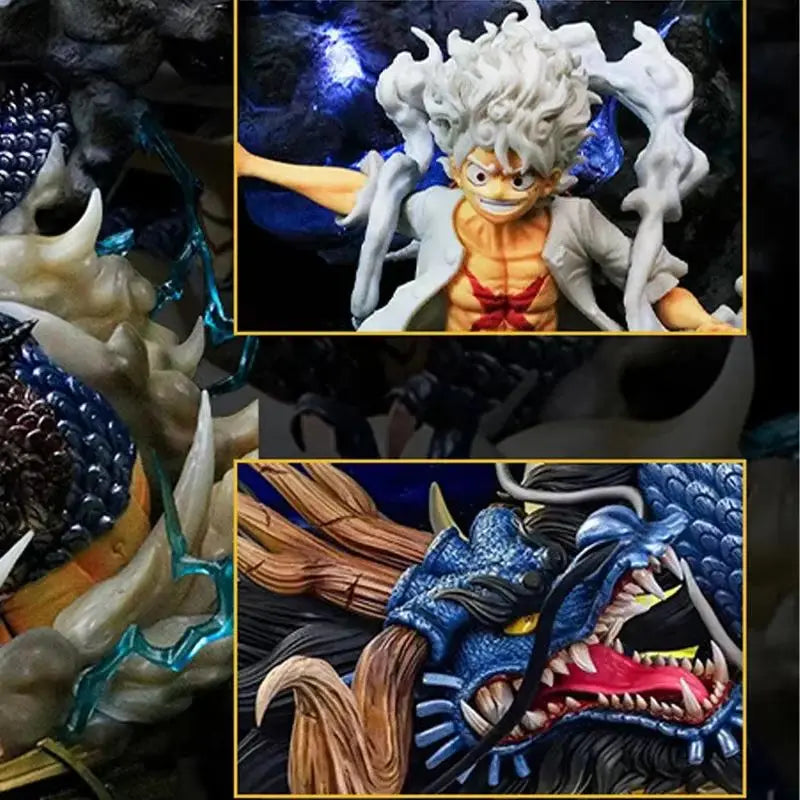 24cm One Piece Figures Luffy Vs Kaidou Anime Figures Luffy Gear 5 Statue Nika Luffy Figurine Gk Figurine Model Doll Toys Gift