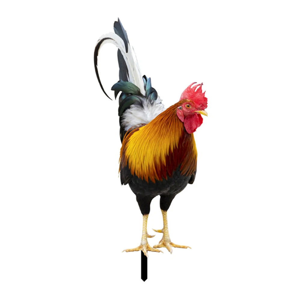 2 STÜCKE Hühnerskulptur, wetterfeste Hühnerzaunskulptur, Gartendekorationen aus Acryl für Gartenterrasse, Hinterhofdekoration