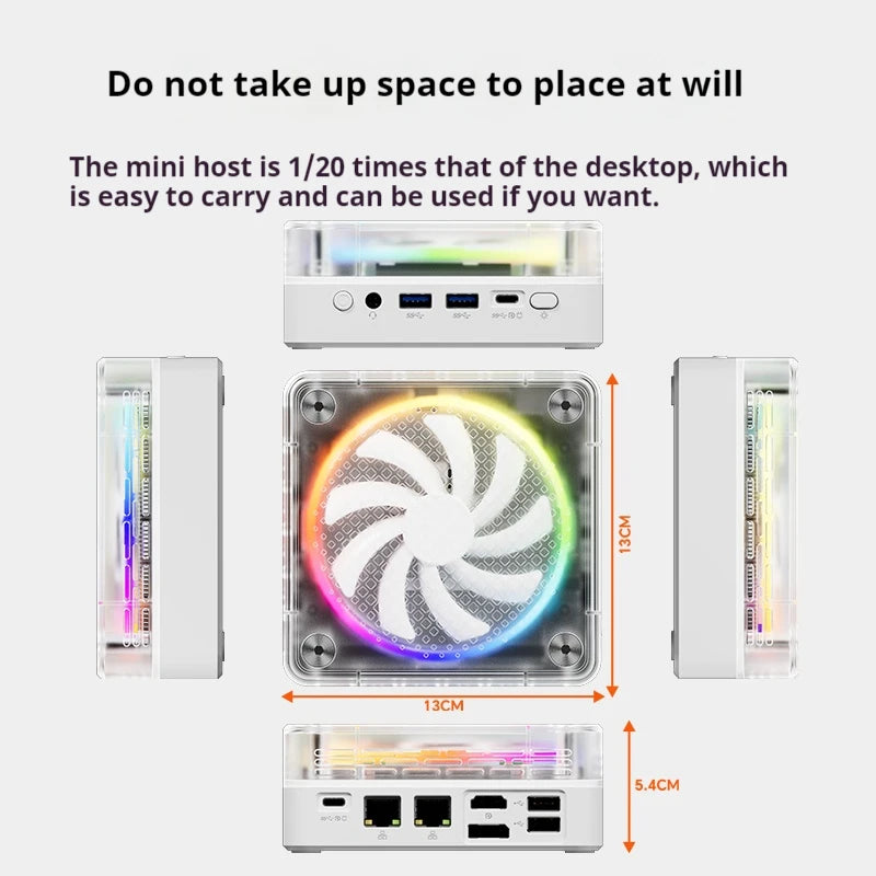 Genmachin AMD 7840HS 7535U MINI PC Windows 11 Ryzen DDR5 4800Mhz M.2 WIFI6 BT5.2 Desktop Pc Gamer Mini PC Diy Gaming Computer