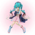 New Hatsune Miku Anime figure Pink sakura sitting position PVC Action figure model toy decoration collect gifts