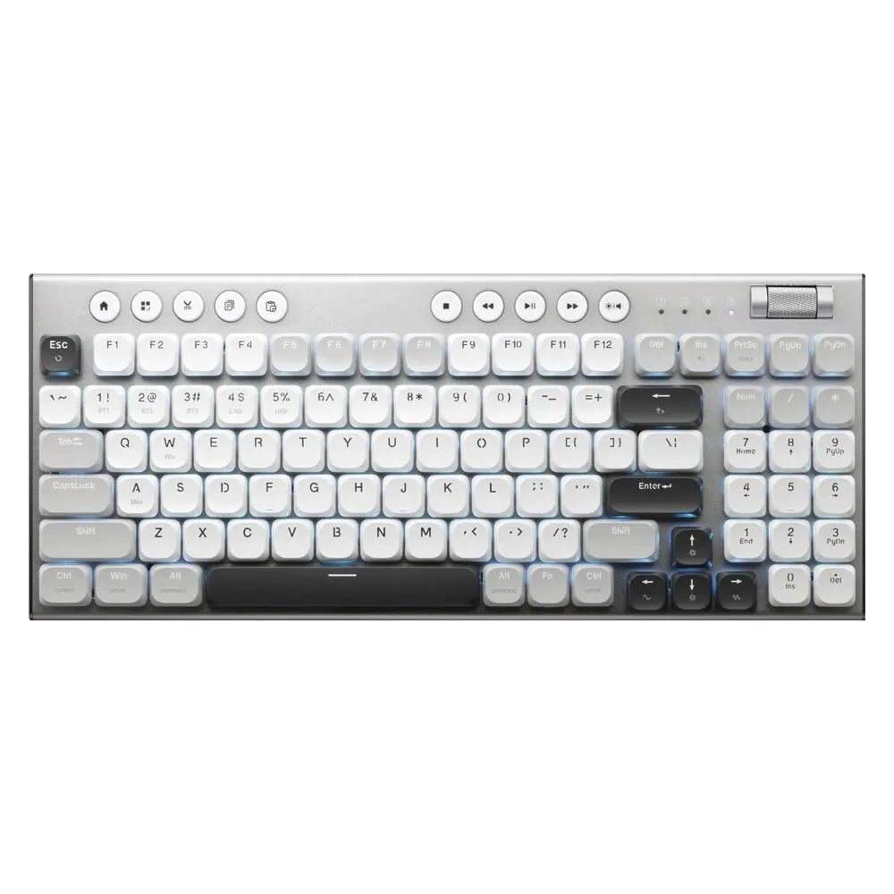 THUNDEROBOT K96 Wireless Mechanical Keyboard Low-profile Productivity Keyboard 98 Keys with Roller Marco Keys PBT Keycaps For PC