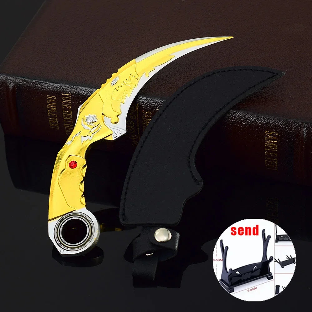 6,7 Zoll chinesischer Drache Karambit Metall Dark Moon Double Thorn Modell Spiel Leben und Tod Peripheriegeräte Golden Dragon Claw Knife Toy