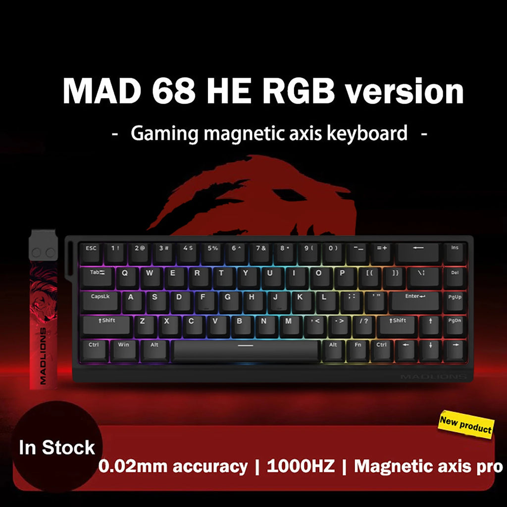 MADLIONS MAD 60/68HE Gaming-Tastatur mit magnetischem Schalter, kabelgebunden, Key Web Drive, benutzerdefiniertes 8K 61/68 Return RT, einstellbarer Tastenanschlag, Hot Swap