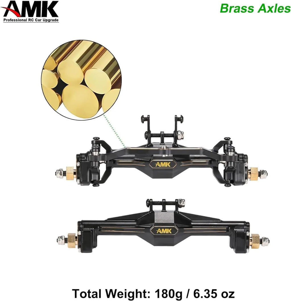 AMK TRX4M Messing-Portalachsen-Kit, Komplettset mit 7-mm-Sechskant-Radnaben und 4-mm-Adaptern für 1/18 RC-Crawler TRX4M Bronc Defend