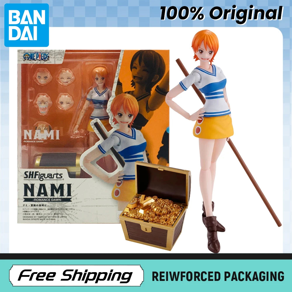 In Stock BANDAI SHF One Piece Model Kit Nami Romance Dawn Anime Action Figure Model Original Toys Ornament Gifts Collecting