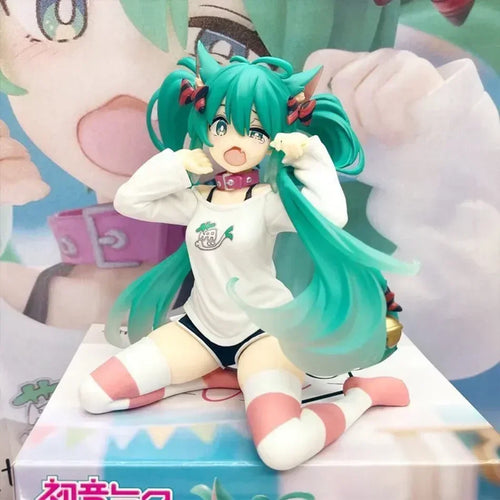 *Hatsune Miku Desktop Niedliche Actionfigur 11cm Neko T-Shirt Ver. Anime Figur Kawaii Mädchen Modell Spielzeug Geschenk