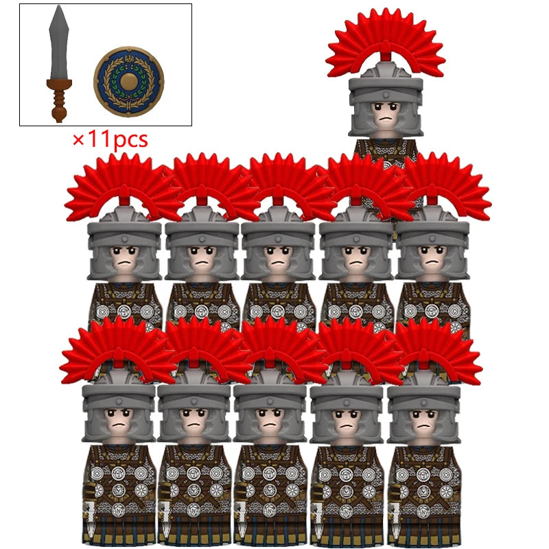 1PCS Medieval Military Rome War Action Figures Army Figures Building Blocks Helmet Weapons Accessories Kids for Toys Gifts