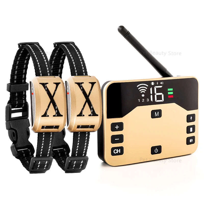 2 IN 1 Wireless Electronic Dog Fence System & Remote Training Collar Beep Shock Vibration and Pet Containment For All Size Puppy