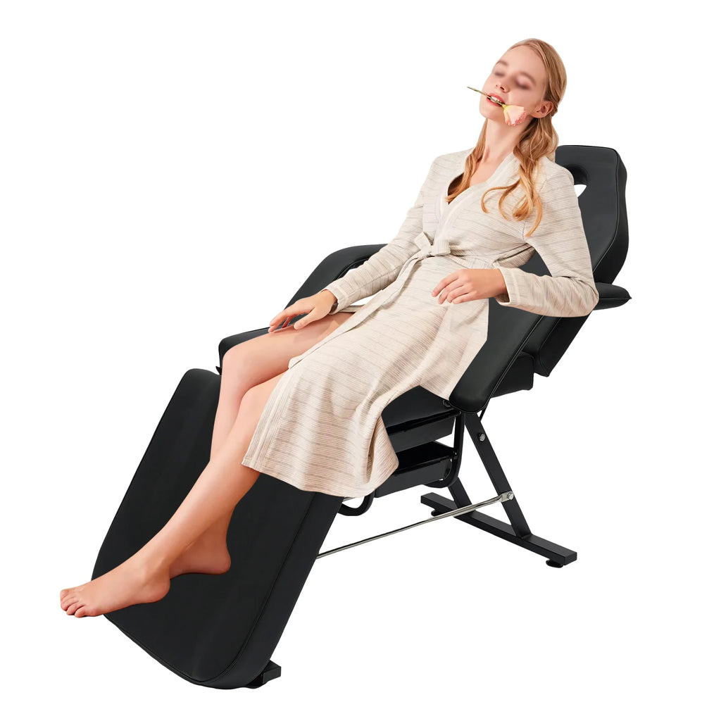 Tattoo Chair for Client with Tray Facial Bed Lash Bed for Eyelash Extensions Massage Table Salon Chair (Black)
