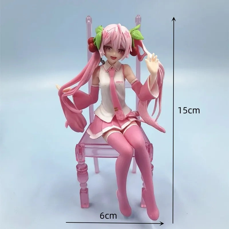 New Japanese Anime sakura miku Figure Sexy Character Ornaments  chair Kawai Car Decoration Collectible Model  Birthday Gift