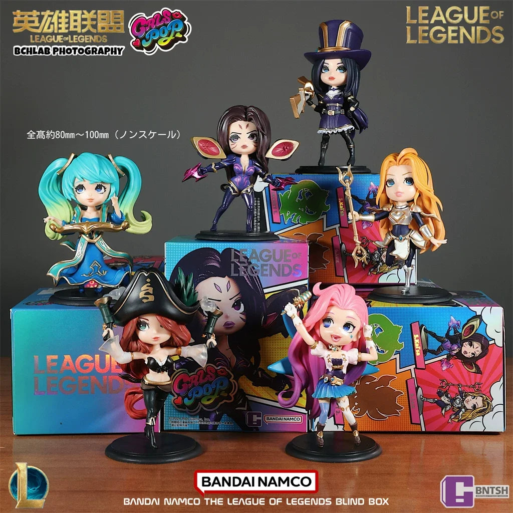 Bandai Gals Pop League Of Legends Lol Blind Box Q Edition Handmade Model Car Ornament Doll Trendy Play Handmade Gift