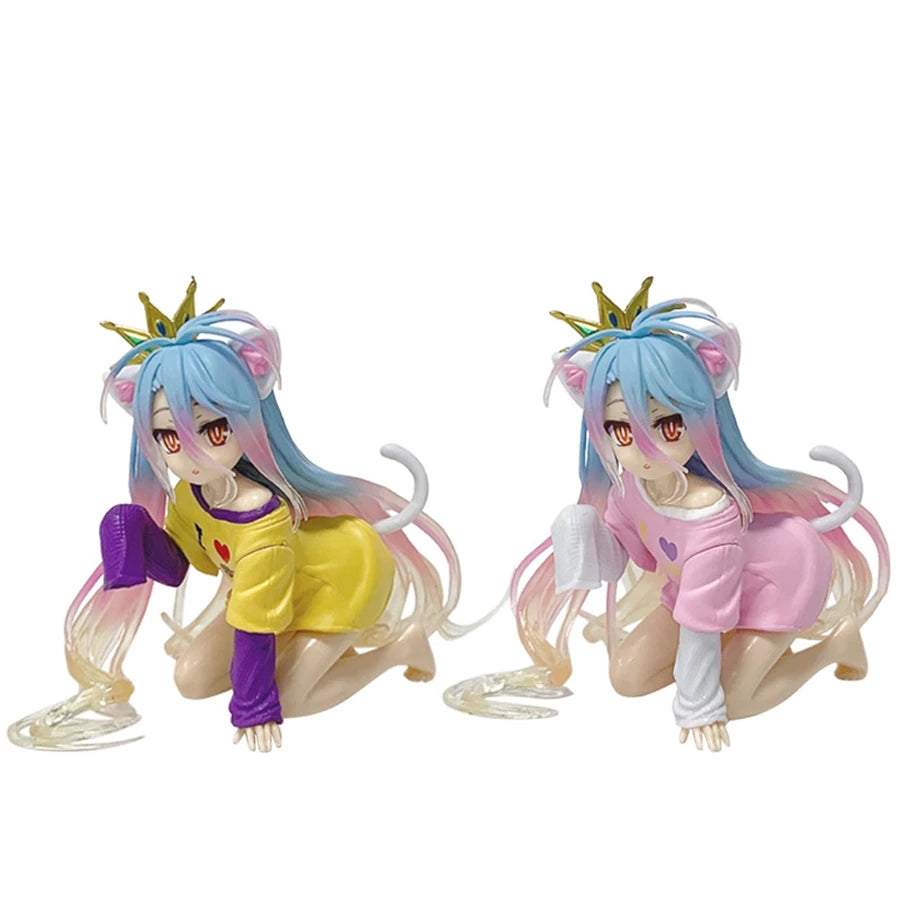 10 cm Kein Spiel Kein Leben Anime Figur Desktop Niedliche Katzenohr Shiro Actionfigur Raumdekoration PVC Erwachsenensammlung Modell Puppenspielzeug