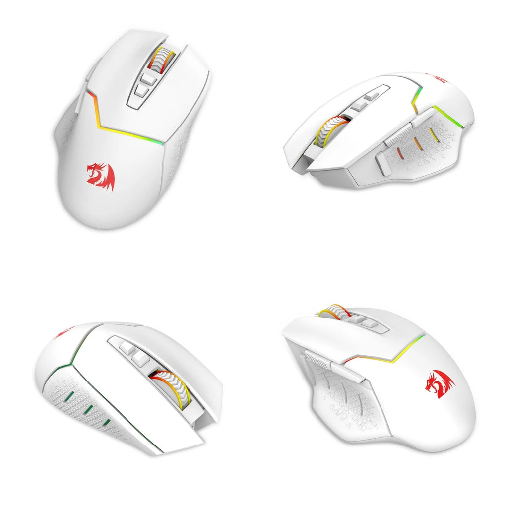 Redragon M690 PRO Kabellose Gaming-Maus, 8000 DPI, kabelgebundene Maus, Rapid Fire Key, 8 Makro-Tasten für PC/Mac/Laptop, schwarz/weiße Maus