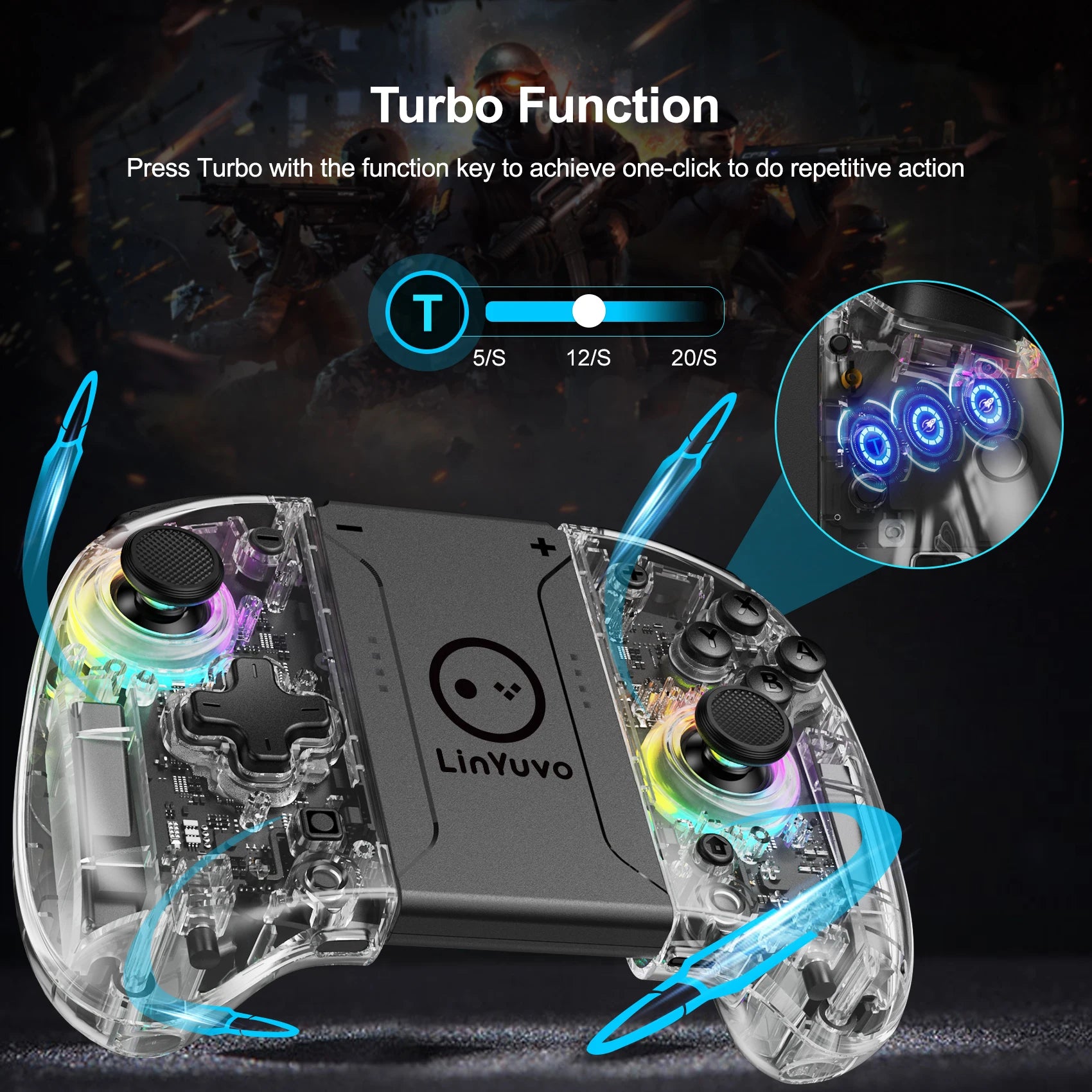 Meteor Light Joycons Wireless Controller for Switch/OLED with Programmable/Motion Control/Dual Vibration/Turbo