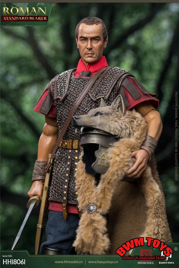 HHMODEL&HAOYUTOYS HH18061 1/6 Scale 12'' Male Imperial Legion Rome Flag Bearer Action Figure for Collectors in Stock