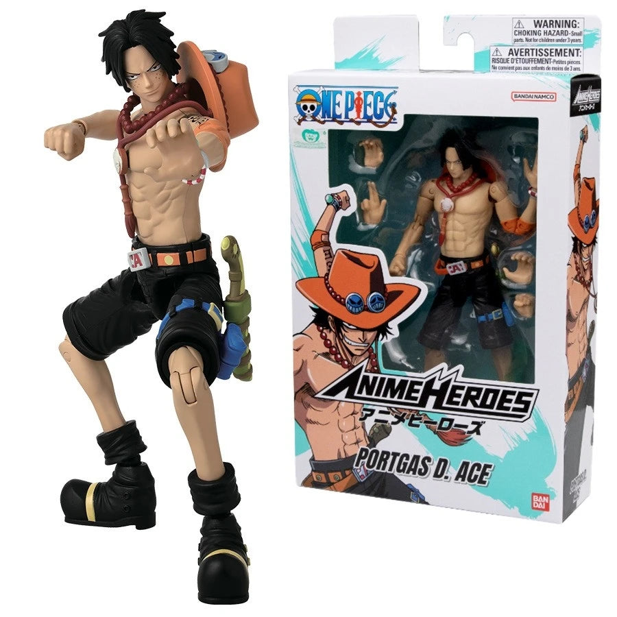 Genuine Bandai ONE PIECE Anime Heroes Monkey D Luffy Sanji Roronoa Zoro Ace Action Figure Collection Model Toy Kid Birthday Gift