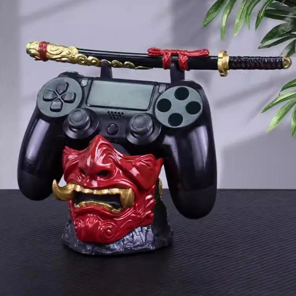 For PS5/PS4/XBOX Game Controllers Stand Ghost Warrior Statue Desktop Game Console Handle Holder Phone Tablet Bracket Decoration