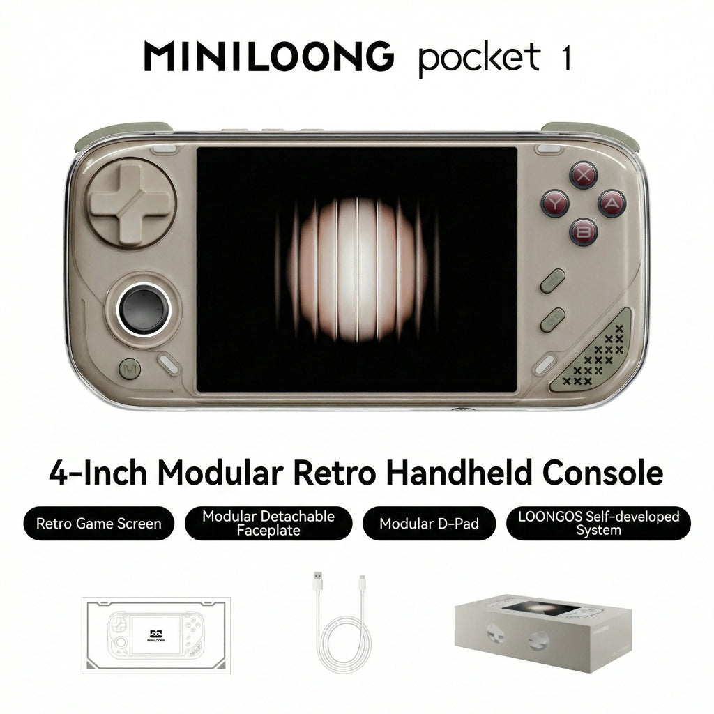 MINILOONG POCKET 1 Handheld Game Console 4'' IPS Screen HD Output Open Source Systems OTA Upgrades LOONG OS New Console POCKET1