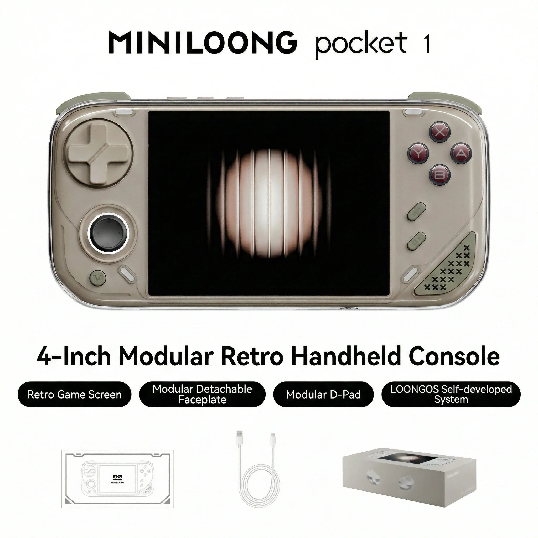 MINILOONG POCKET 1 Handheld Game Console 4'' IPS Screen HD Output Open Source Systems OTA Upgrades LOONG OS New Console POCKET1