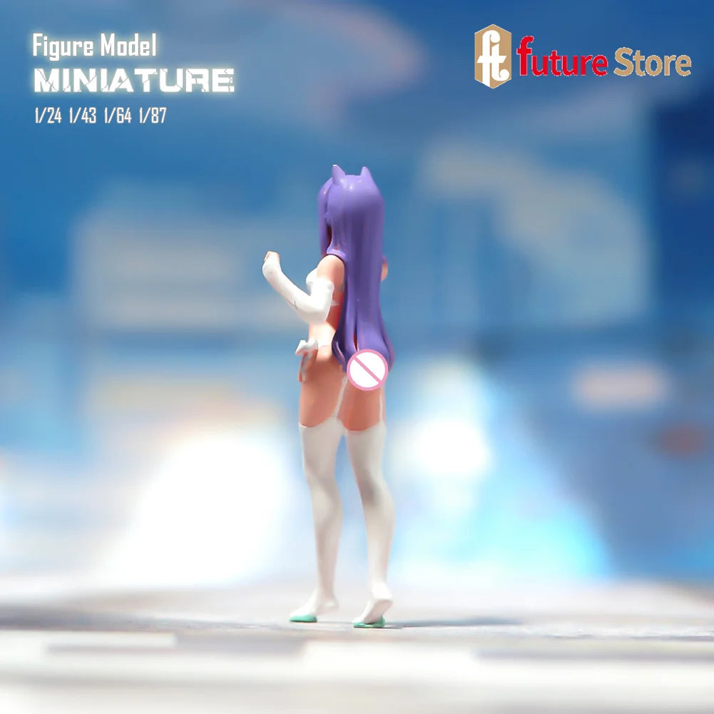 Miniature Figure 1/87 1/64 1/43 1/24 Anime Long Hair Beauty Girl 3D Diorama Model Creative Scene Prop Decoration