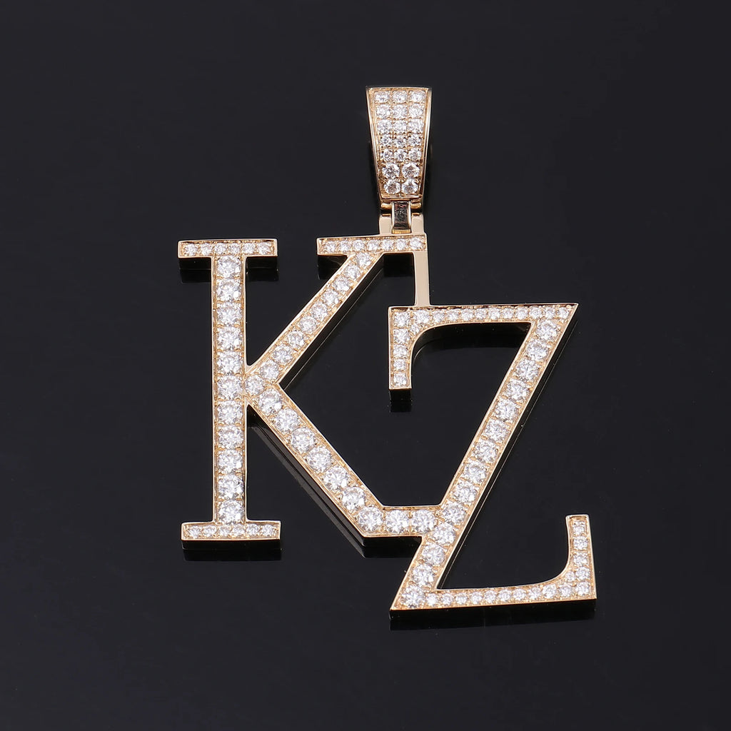 Provence custom name jewelry 10K/14K gold letter name pendant lab diamond hip hop pendant for unisex Anniversary birthday gifts