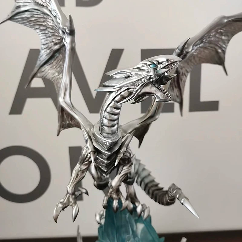 Generic Yu Gi Oh Series Blue Eyes White Dragon Light Up Figure With Ice Base Anime Collectible Desktop Decoration For Game Fans