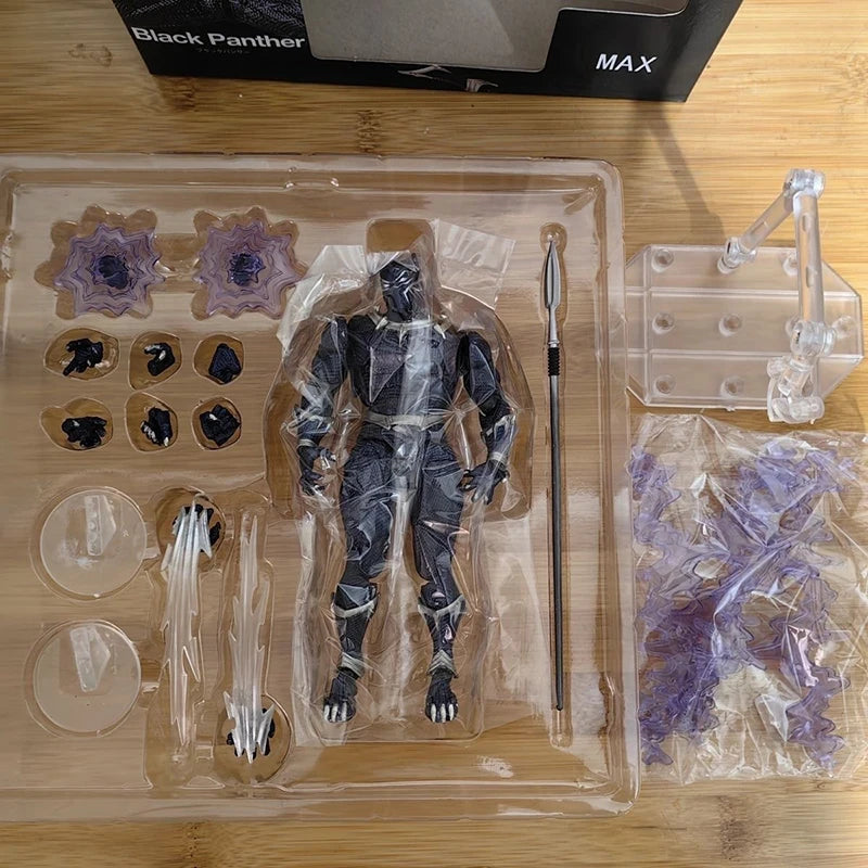 Revoltech Yamaguchi Figures Black Panther Action Figure Deadpool Venom Model King of Wakanda Black Panther T Challa Toys