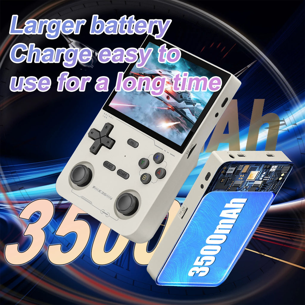 GAMINJA K36 Handheld Game Console 3.5Inch IPS 640x480 Screen Built in 64GB Card Support Two Game Consolesto Play Together Online