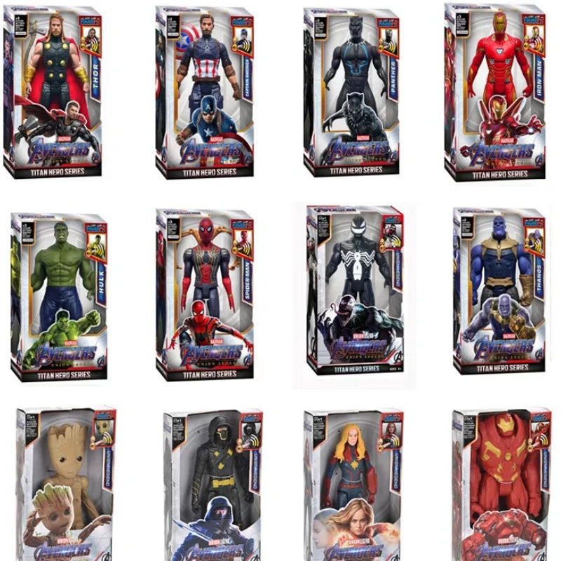 30cm Marvel Avengers Toy Thanos Hulk Spiderman Iron Man Captain America Thor Black Panther With Sound And Light Action Toy Gifts