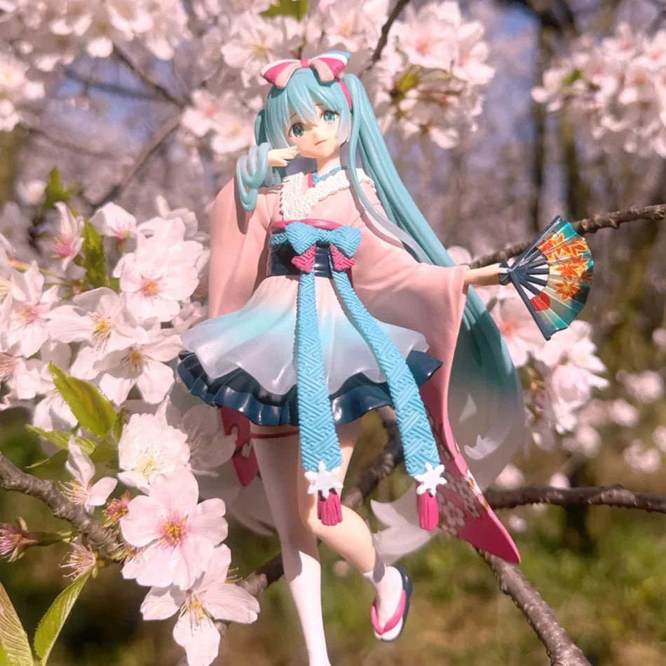 Hot Hatsune Miku Anime Figure Toys Neo Tokyo Series Kimono MIKU Kawaii Cartoon PVC Action Figurine Model Dolls Birthdays Gifts