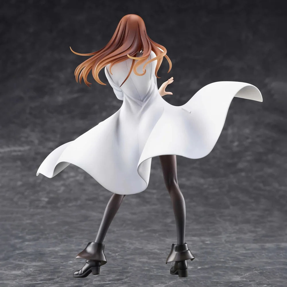 Steins; Gate Аниме Макисе Курису Фигура Курису в изправена поза Екшън фигурка Бели дрехи Модел Настолен настолен модел Сираци Колекция Подаръци