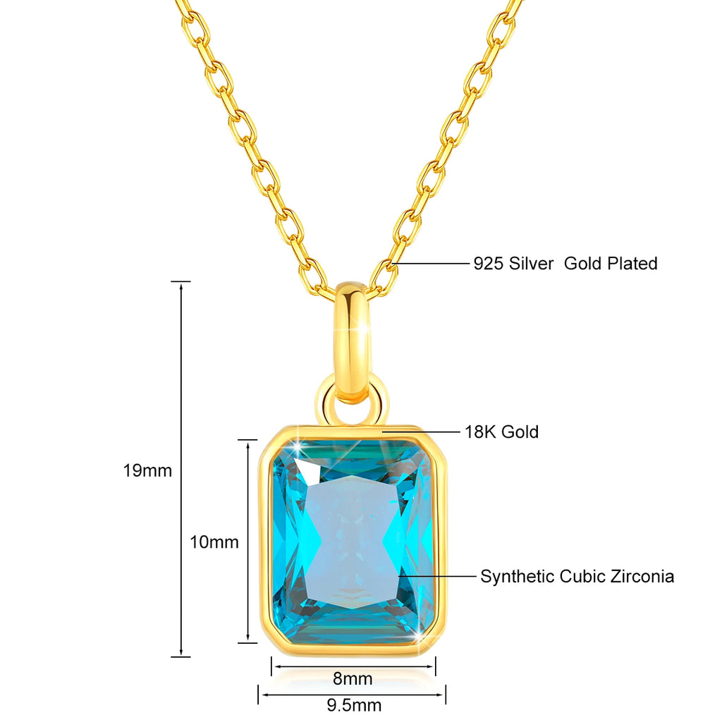 Szjinao 100% Echt 18k Gold Halskette Für Frauen 8*10mm Gelb Stein Rechteck Mit Zertifikat AU750 K gold Anhänger Hochzeit Geschenk