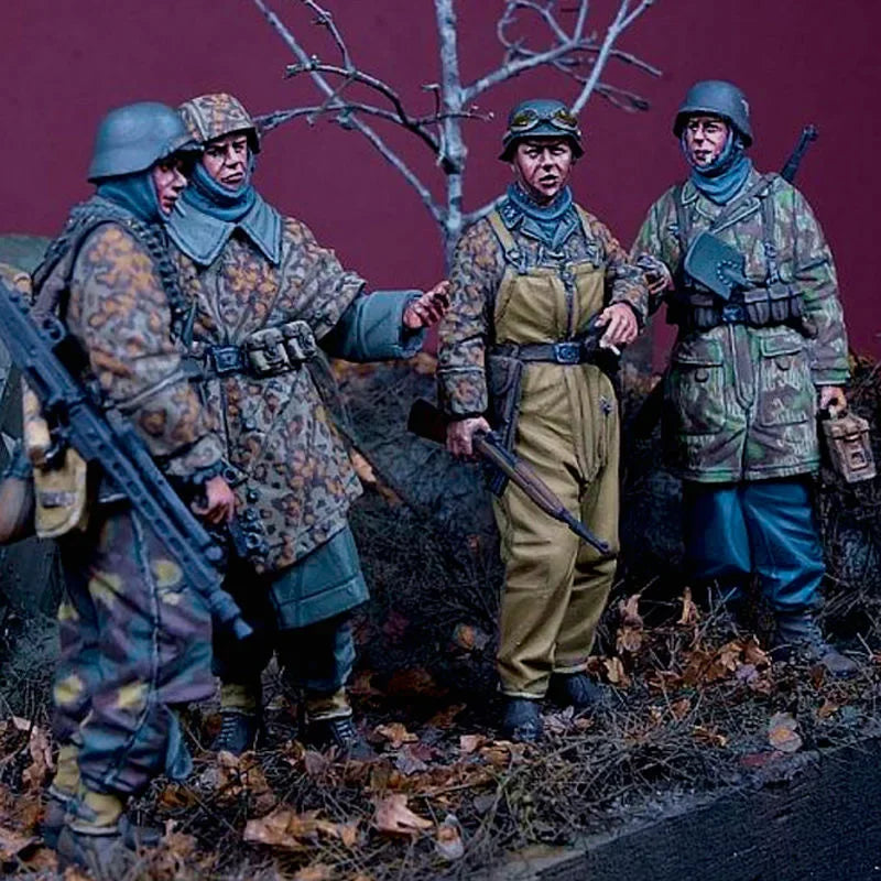 1/35 Resin-Soldatenmodellset aus dem 2. Weltkrieg – Hansen Battle Group, 4 Figuren, Militärthema, unmontiert und unbemalt