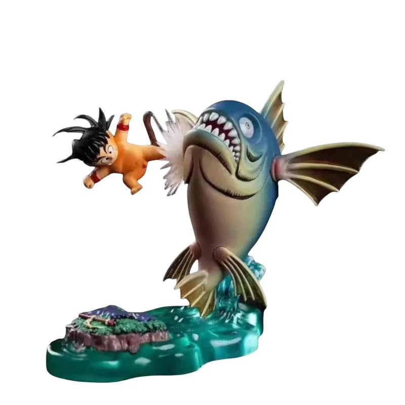 6 cm/2,4 Zoll Anime Dragon Ball Z Figur Goku Kick Shark Actionfigur Statue Sammlermodell Spielzeuggeschenk