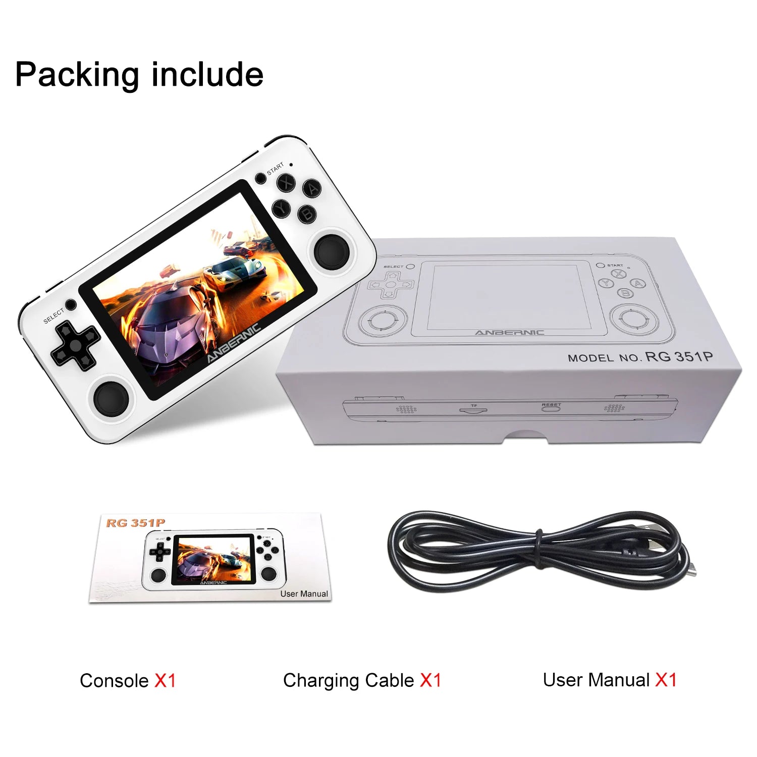 ANBERNIC RG351P Handheld Retro Game Console RK3326 3.5 Inch IPS Screen 64G TF Card 2500 Classic Games 3500 mAh