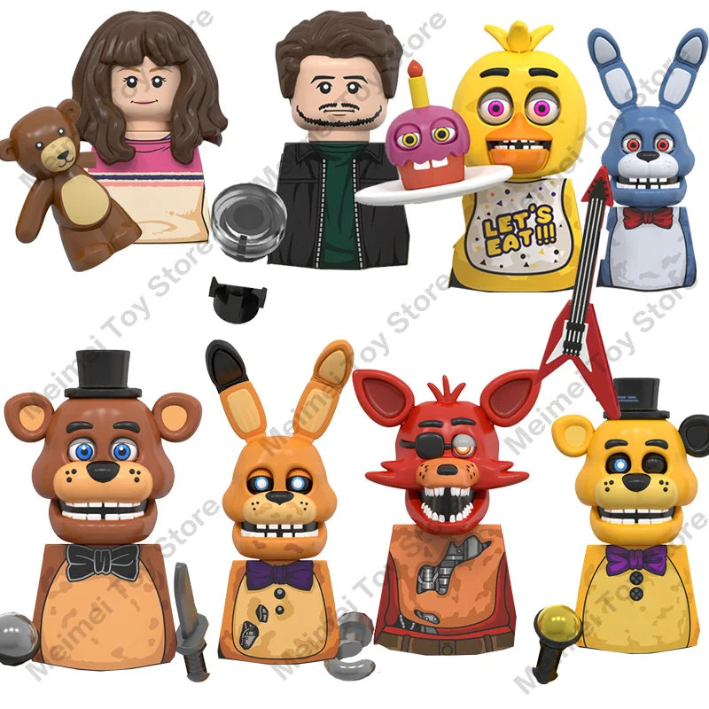 FNAF Five Nights Freddyed Building Blocks bricks Nightmare In Stock Chica Animals Bear Fox Duck Rabbit Model PVC Action Figure