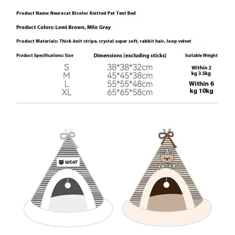 Cat Nest Autumn Winter Round Knitted Tent Nest Thickened Warm Mongolian Yurt Christmas Cat House Dog Bed Pet Supplies Puppy