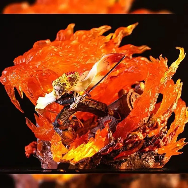 27cm Demon Slayer Rengoku Kyoujurou Fire Pillar Anime Figure Model Statue Boys Collection Desktop Decoration Ornament Toys Gifts